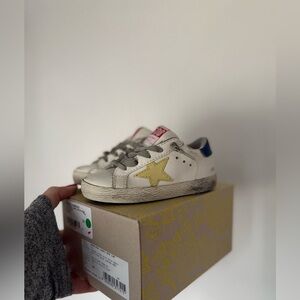 Golden Goose Kids White and Gold Sneakers